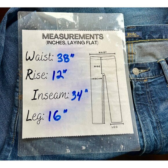 Polo Ralph Lauren Men's Varick Slim Straight Jeans Classic Indigo Wash Sz 36 x 3 - Picture 8 of 11